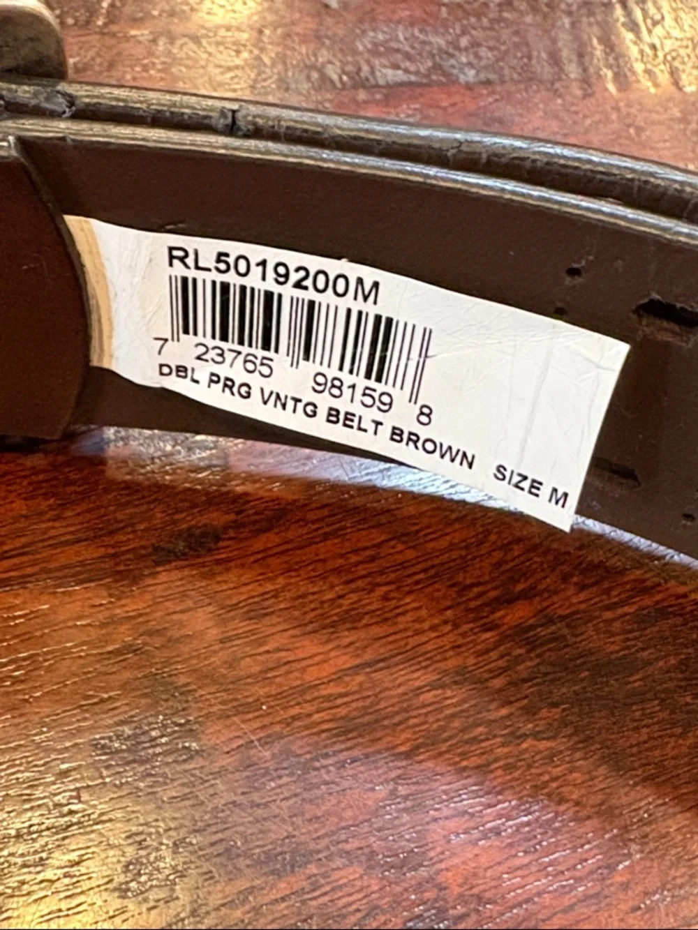 Vintage Ralph Lauren Double Prong Perforated Brown Bonded Leather Belt sz Medium